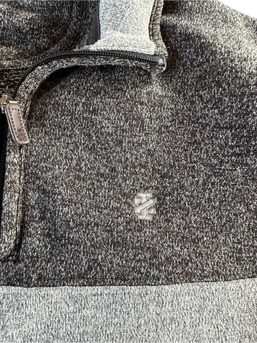 Izod Two-Tone Half-Zip Pullover - Dark Gray & Light Gray Large - Picture 3 of 13